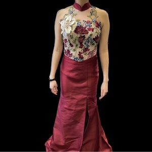 Modern embroidered cheongsam qipao gown
